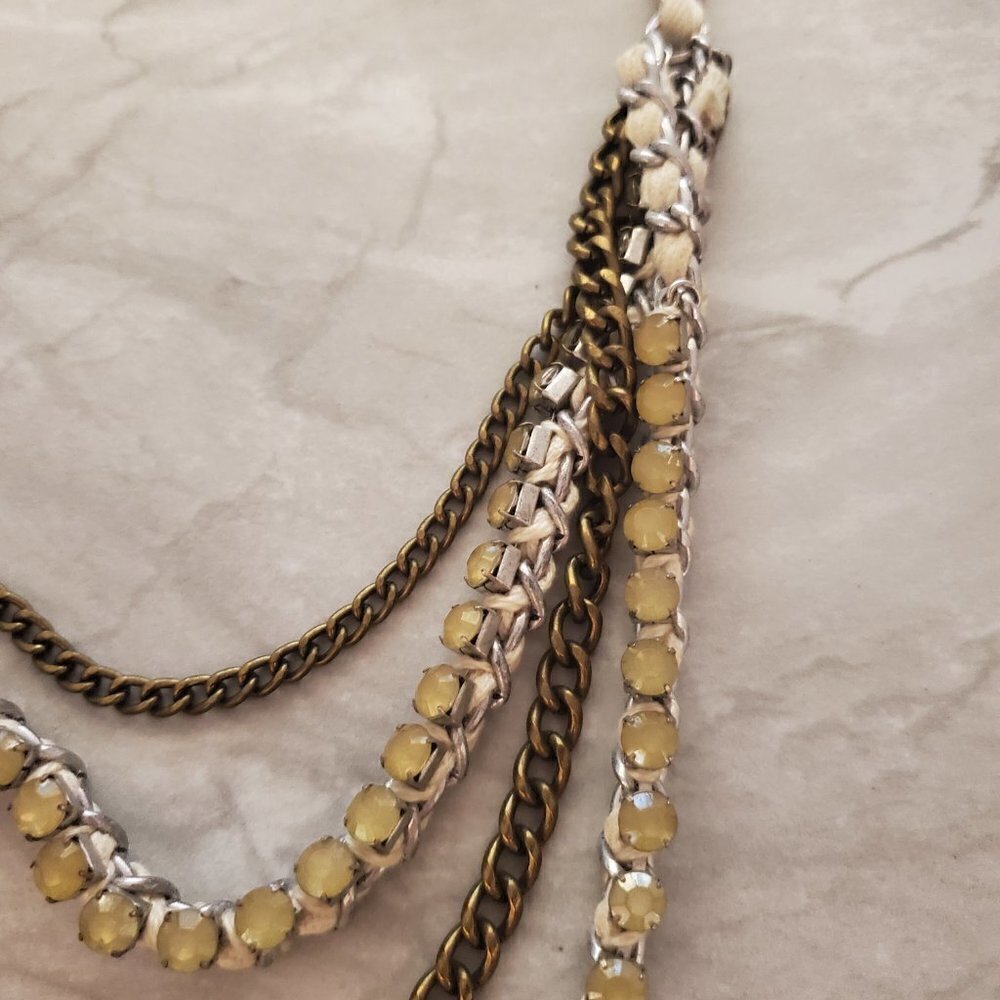 ✨ Chico's Rhinestones Crystal Ribbon Multi Chain Necklace ✨ - Picture 4 of 12